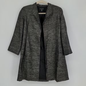 Eileen Fisher Women's Metallic Jacquard Woven‎ Silk Blend Coat Size Extra Small